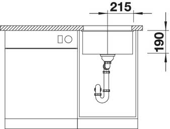 Кухонная мойка Blanco SUBLINE 400-U Silgranit темная скала, отводная арматура InFino 523423