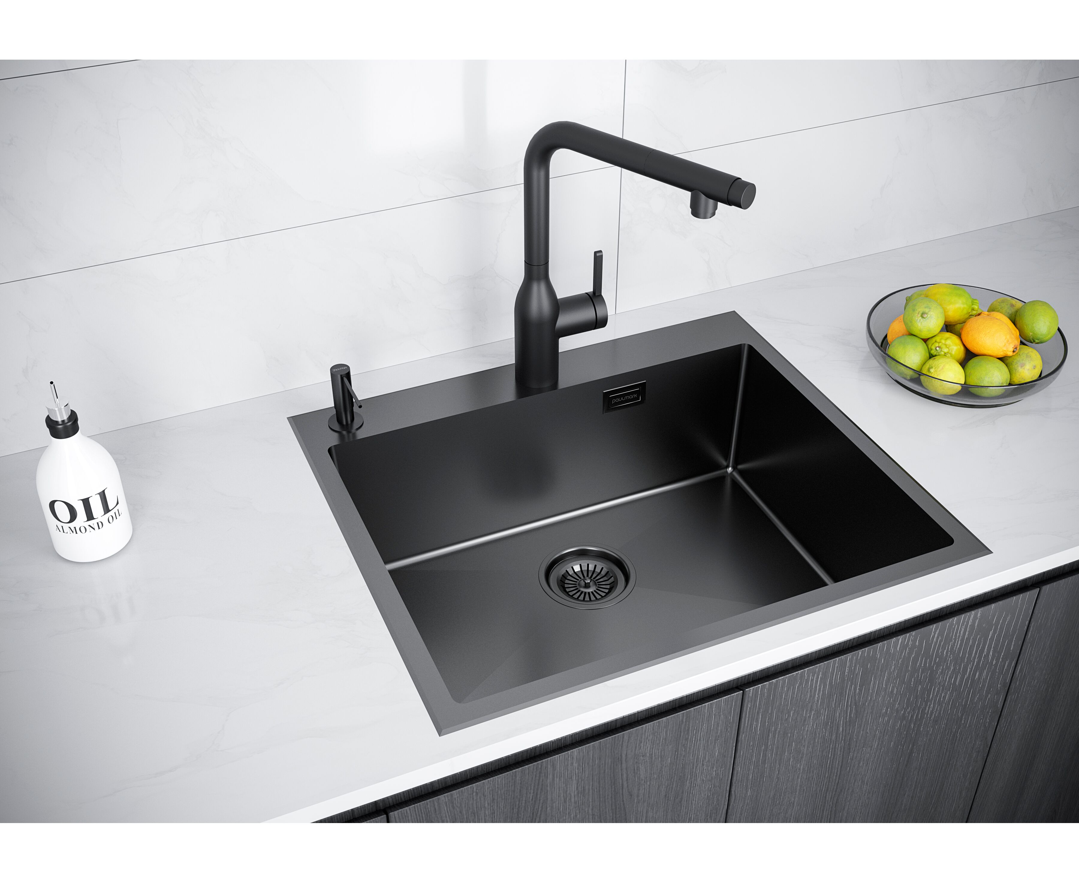 Мойка для кухни Paulmark BRIM-EDGE PM775951-GM брашированная вороненая сталь