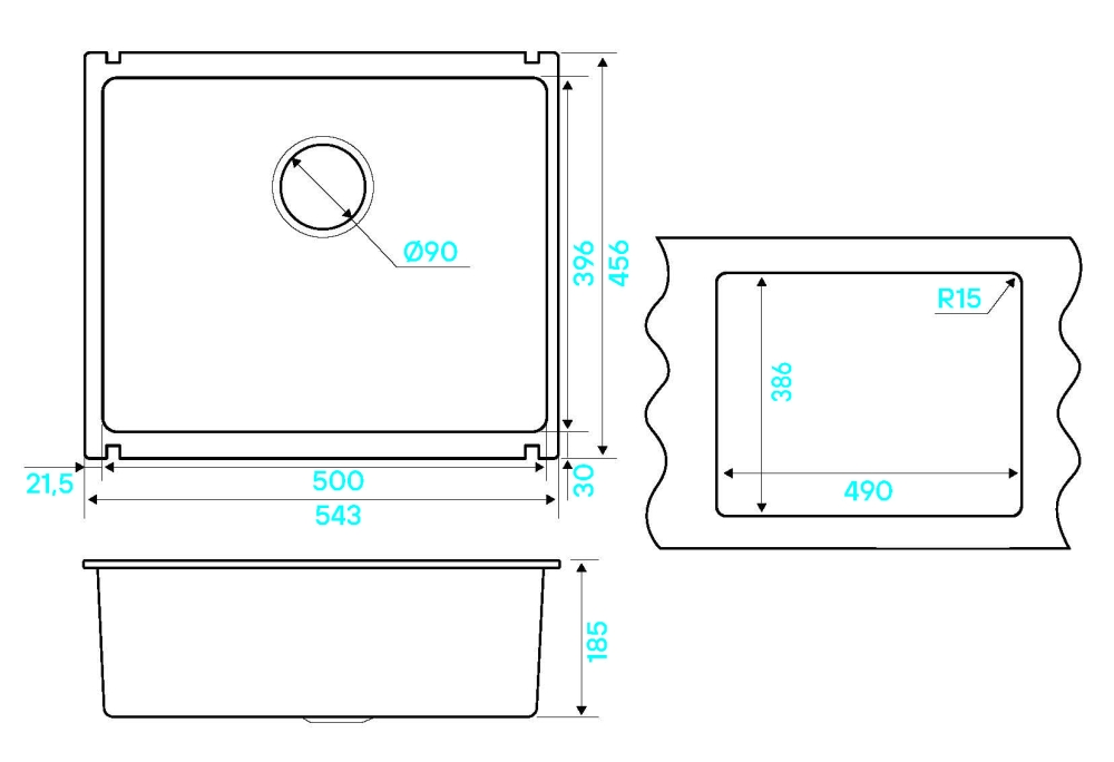 Кухонная мойка Kuchenstern SUBKERAM 60 KeraPlus керамический белый 301KW30 