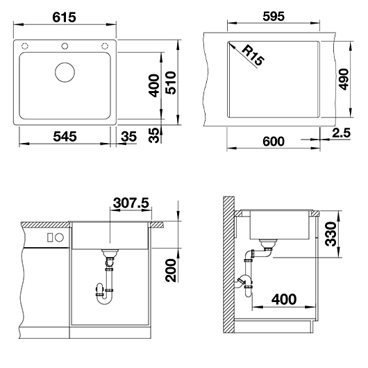 Кухонная мойка Blanco NAYA 6 Silgranit черный стоп-вентиль 525941