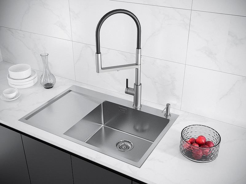 Мойка для кухни Paulmark ATLAN L-EDGE PM777851-BSR правая нержавеющая сталь