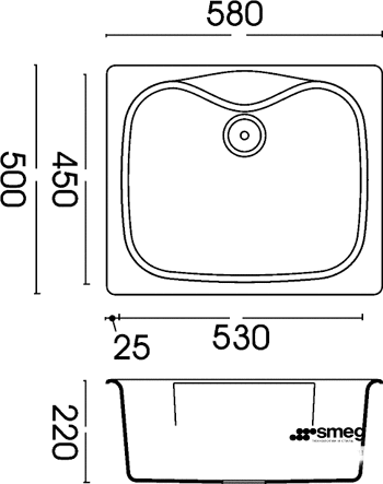 Мойка для кухни Smeg LSE58A антрацит