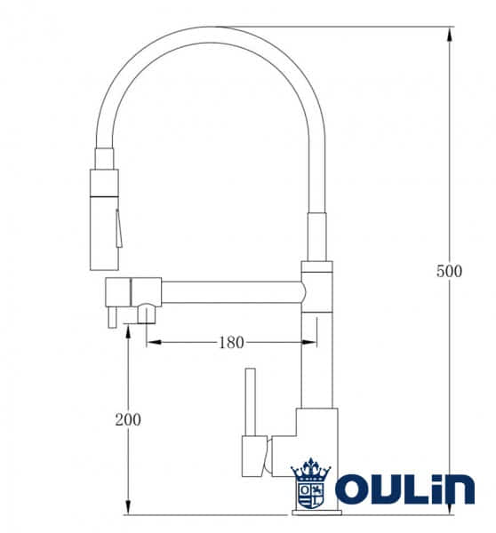 Смеситель под фильтр с гибким шлангом Oulin OL-8023 сатин