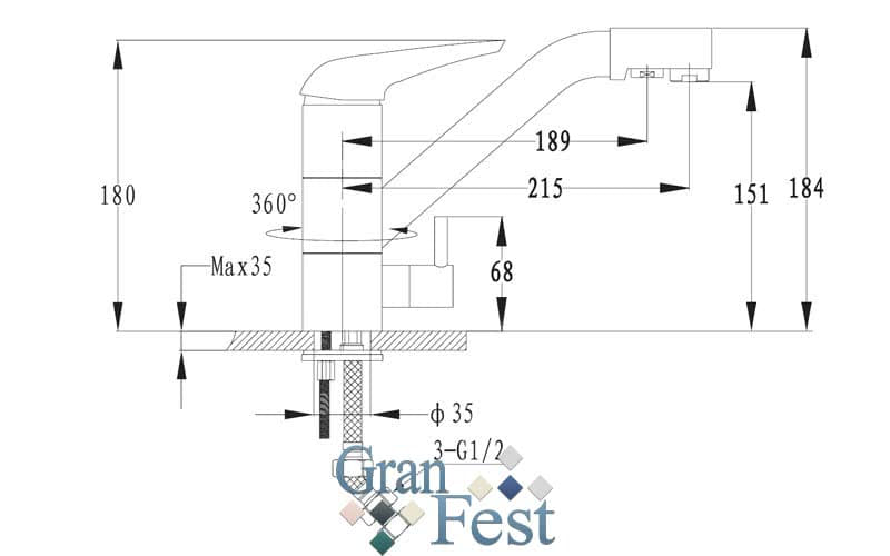 Смеситель для кухни GranFest 2624 синий