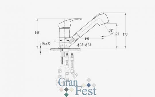 Смеситель для кухни GranFest 1774 серый