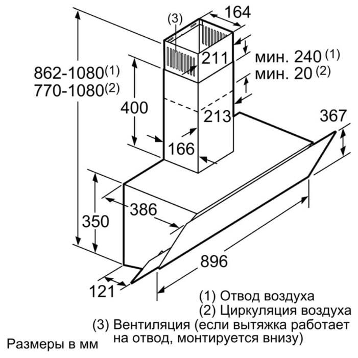 Каминная вытяжка Bosch Serie 4 DWK095G20R