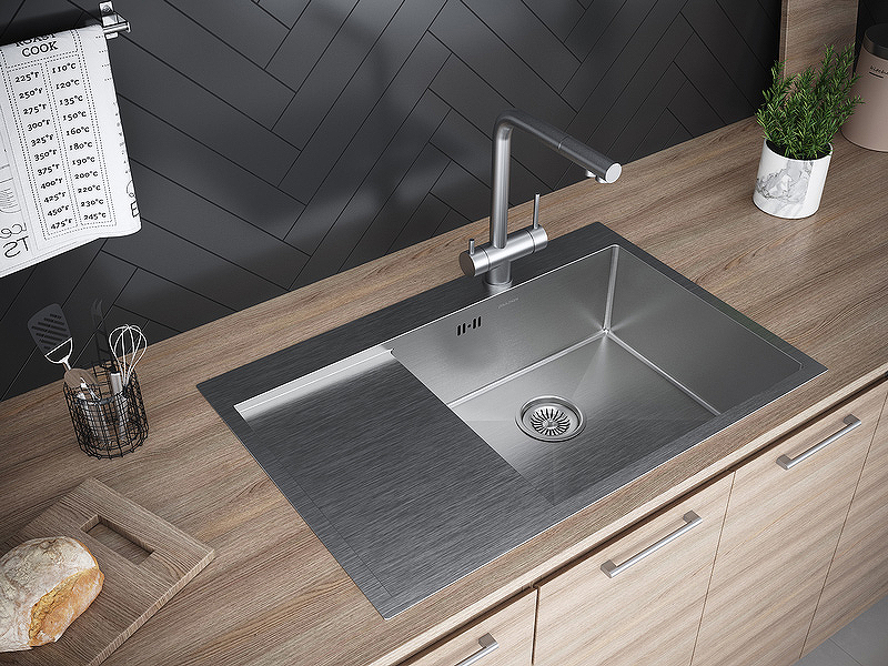 Мойка для кухни Paulmark ATLAN L-EDGE PM777851-BSR правая нержавеющая сталь