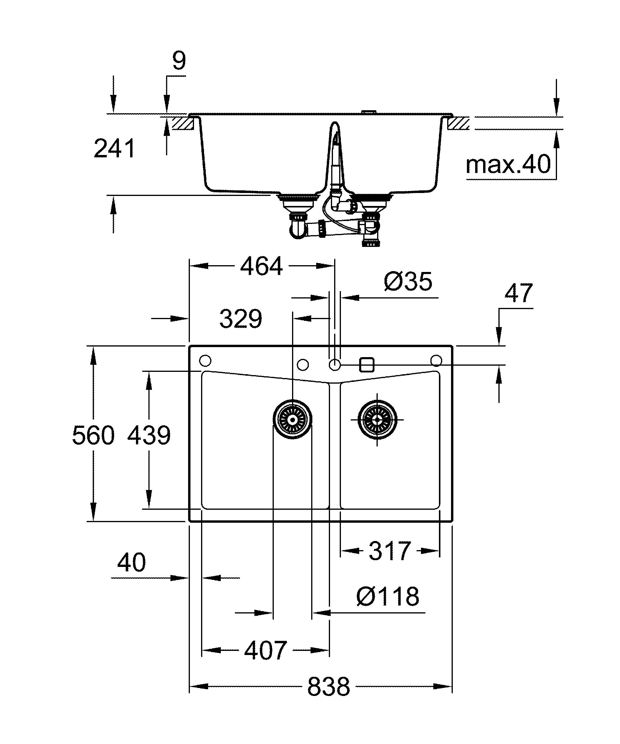 Мойка для кухни Grohe K700, серый гранит (31657AT0)