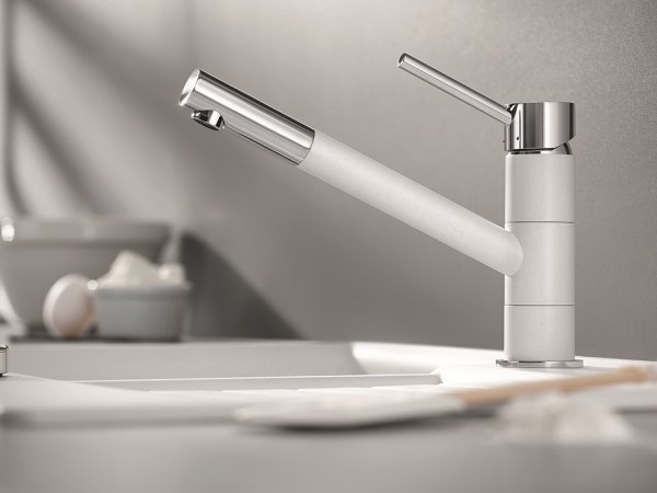 Смеситель для кухни Blanco KANO однорычажный Silgranit хром/черный 526175