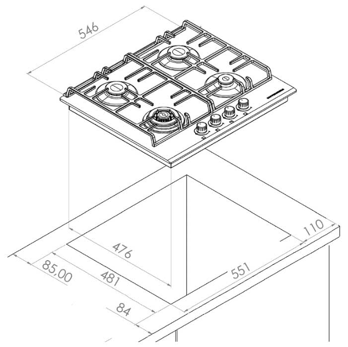 Газовая варочная панель Kuppersberg FQ 62 W