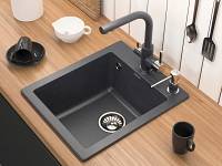 Мойка для кухни Paulmark LEER PM104249-BLM черный металлик