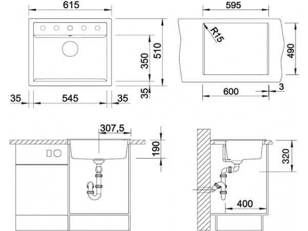 Кухонная мойка Blanco Dalago 6 Silgranit вулканический серый клапан-автомат 527246