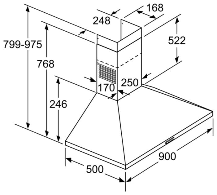 Каминная вытяжка Bosch Serie 2 DWP96BC60