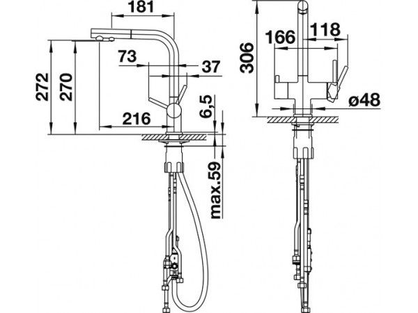 Смеситель для кухни Blanco FONTAS II с подключением фильтра Dark steel 527737