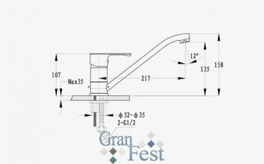Смеситель для кухни GranFest 0123 синий