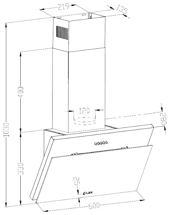 Каминная вытяжка LEX Luka 600 WH