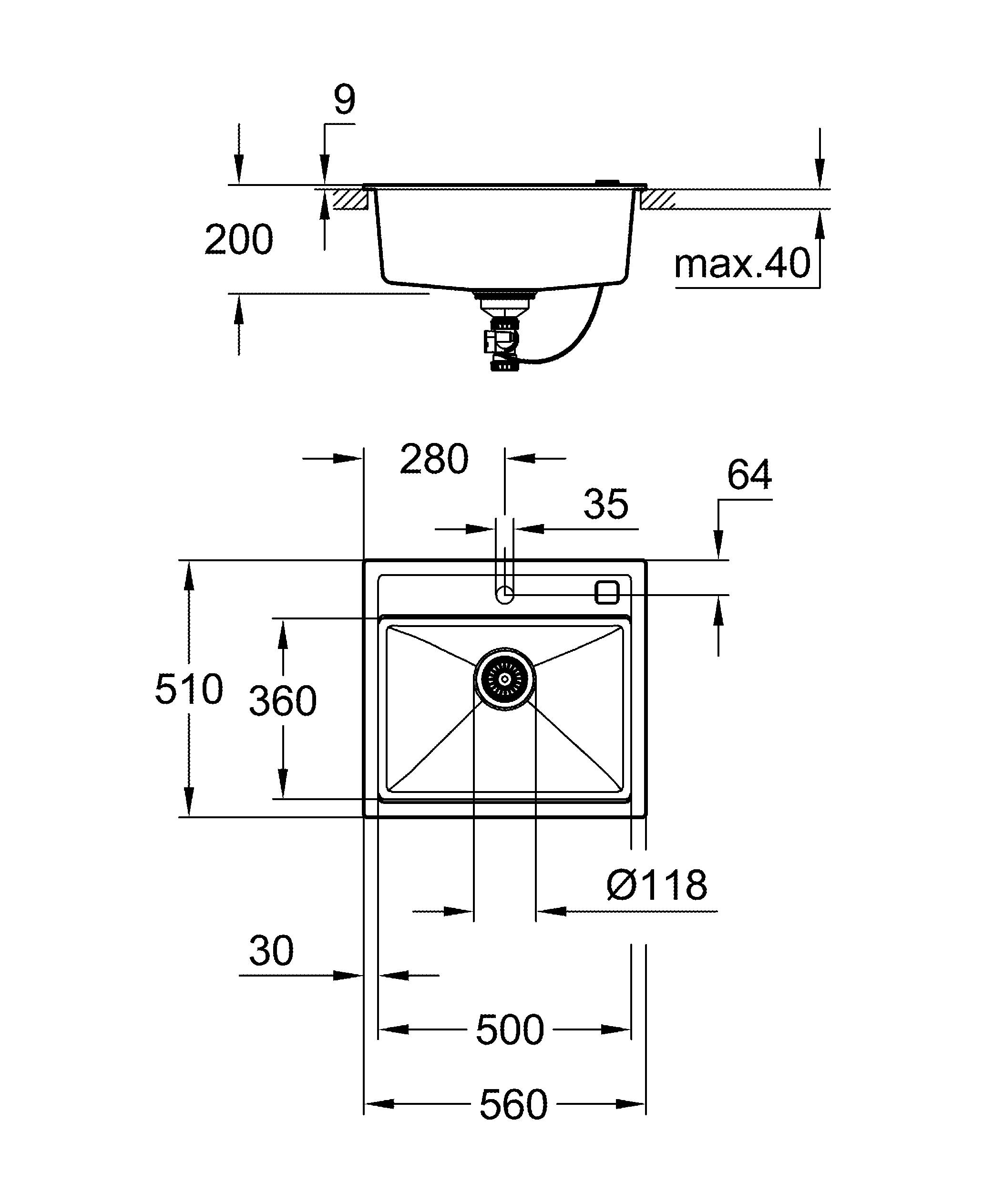 Мойка для кухни Grohe K700, серый гранит (31651AT0)
