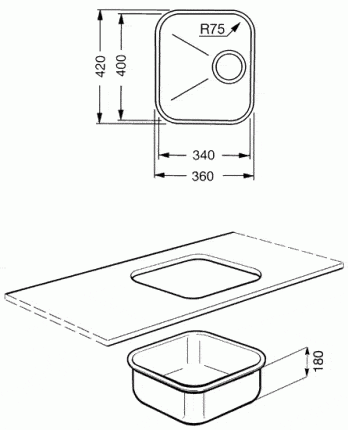 Мойка Smeg UM34 из нержавеющей стали, матовая