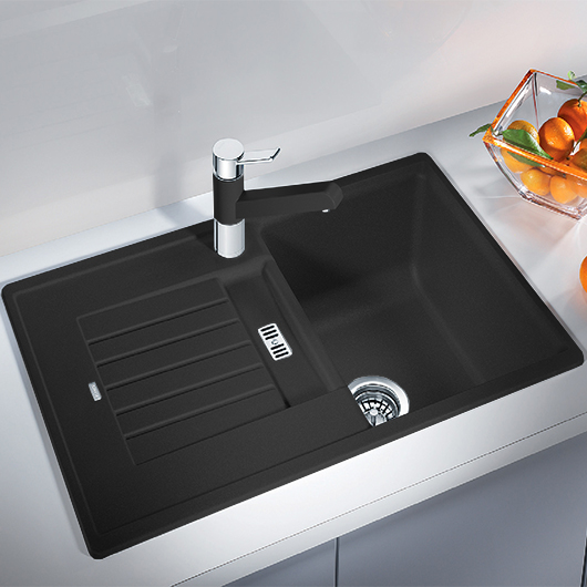 Кухонная мойка Blanco ZIA 45 S Silgranit черный стоп-вентиль 526013